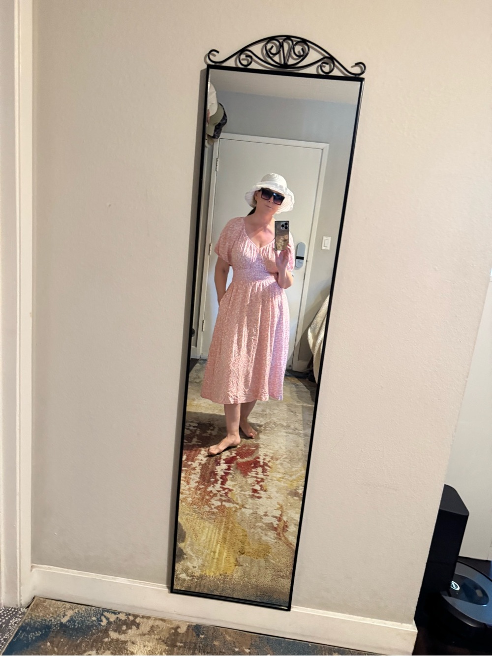 GAP Pink Floral Smocked-Waist Maxi Dress with Puff Sleeves